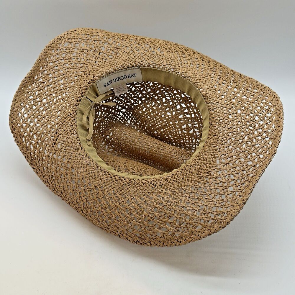 San Diego Hat Company Straw Cowboy Hat Turquoise Conchos Hat Band Wide Brim OSFM - Picture 8 of 10